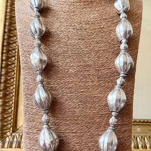 Huge Native American style sterling Silver Bead Statement Necklace